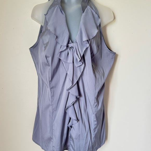 Express Gray Sleeveless Ruffled blouse size large used once excellent condition - Picture 1 of 11